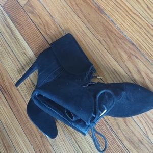 Suede black ankle boots